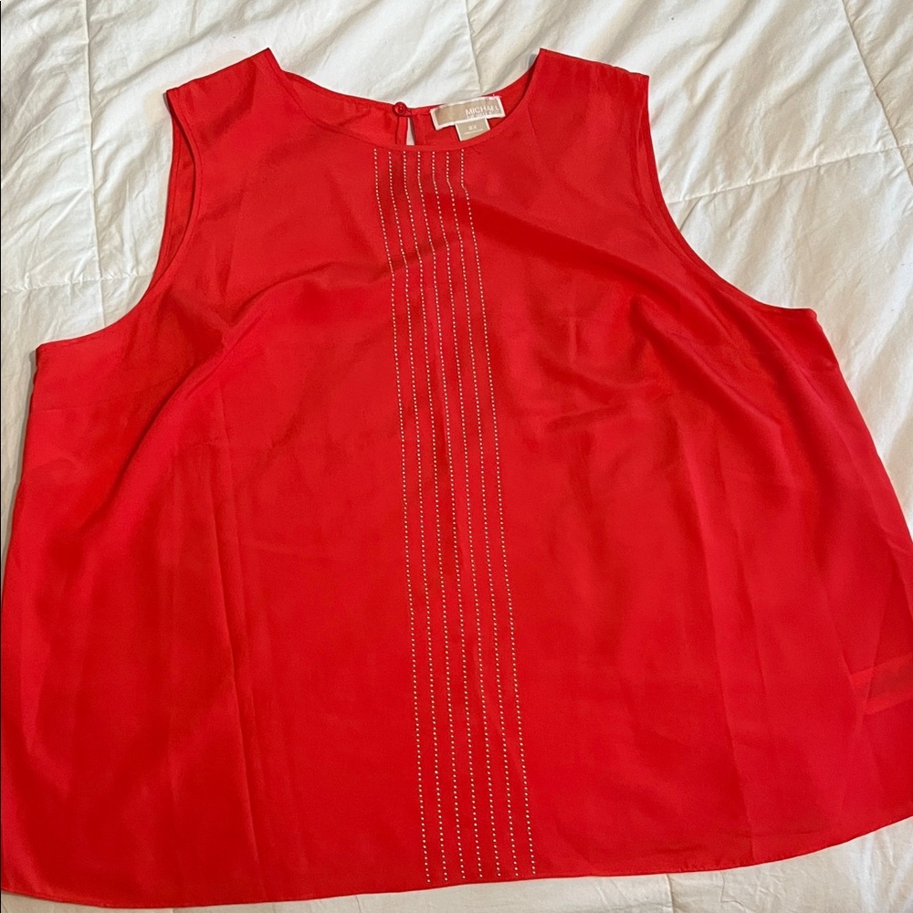 Red/Deep Coral Sleeveless Top